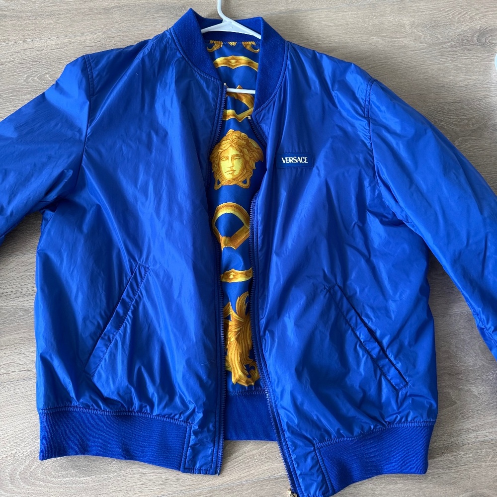 Versace Reversible Blue & Gold Bomber Jacket – Men’s Size